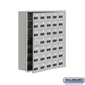 Cell Phone Storage Locker - with Front Access Panel - 7 Door High Unit (8 Inch Deep Compartments) - 35 A Doors (34 usable) - Recessed Mounted - Resettable Combination Locks