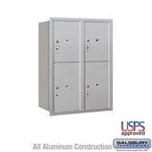 Recessed Mounted 4C Horizontal Mailbox - 11 Door High Unit (41 3/8 Inches) - Double Column - Stand-Alone Parcel Locker - 2 PL5's and 2 PL6's - Rear Loading - USPS Access