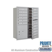 Recessed Mounted 4C Horizontal Mailbox (Includes Master Commercial Locks) - 11 Door High Unit (41 3/8 Inches) - Double Column - 15 MB1 Doors / 1 PL5 - Front Loading - Private Access