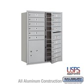 Recessed Mounted 4C Horizontal Mailbox - 11 Door High Unit (41 3/8 Inches) - Double Column - 15 MB1 Doors / 1 PL5 - Front Loading - USPS Access