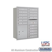 Recessed Mounted 4C Horizontal Mailbox - 11 Door High Unit (41 3/8 Inches) - Double Column - 15 MB1 Doors / 1 PL5 - Rear Loading - USPS Access