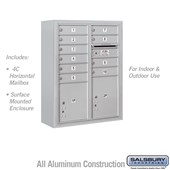 Surface Mounted 4C Horizontal Mailbox Unit (includes 3710D-10 Mailbox and 3810D Enclosure) - 10 Door High Unit (38 1/2 Inches) - Double Column - 10 MB1 Doors / 1 PL4 and 1 PL4.5 - Front Loading - USPS Access