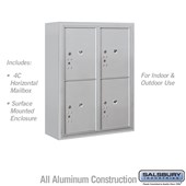 Surface Mounted 4C Horizontal Mailbox Unit (Includes 3710D-4P Parcel Locker and 3810D Enclosure) - 10 Door High Unit (38 1/2 Inches) - Double Column - Stand-Alone Parcel Locker - 4 PL5's