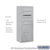 Surface Mounted 4C Horizontal Mailbox Unit (Includes 3710S-03 Mailbox and 3810S Enclosure) - 10 Door High Unit (38 1/2 Inches) - Single Column - 3 MB1 Doors / 1 PL5