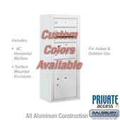Surface Mounted 4C Horizontal Mailbox Unit (Includes 3710S-03CFP Mailbox, 3810S-CST Enclosure and Master Commercial Locks) - 10 Door High Unit (38 1/2 Inches) - Single Column - 3 MB1 Doors / 1 PL5 - Custom Color - Front Loading - Private Access