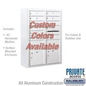 Surface Mounted 4C Horizontal Mailbox Unit (Includes 3711D-10CFP Mailbox, 3811D-CST Enclosure and Master Commercial Locks) - 11 Door High Unit (42 Inches) - Double Column - 10 MB1 Doors / 2 PL5's - Custom Color - Front Loading - Private Access