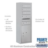 Surface Mounted 4C Horizontal Mailbox Unit (Includes 3711S-04 Mailbox, 3811S Enclosure and Master Commercial Locks) - 11 Door High Unit (42 Inches) - Single Column - 4 MB 1 Doors / 1 PL5