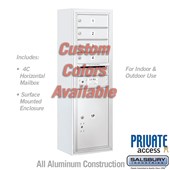 Surface Mounted 4C Horizontal Mailbox Unit (Includes 3711S-04CFP Mailbox, 3811S-CST Enclosure and Master Commercial Locks) - 11 Door High Unit (42 Inches) - Single Column - 4 MB 1 Doors / 1 PL5 - Custom Color - Front Loading - Private Access