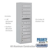 Surface Mounted 4C Horizontal Mailbox Unit (Includes 3711S-09 Mailbox, 3811S Enclosure and Master Commercial Lock) - Single Column - 9 MB1 Doors