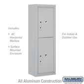 Surface Mounted 4C Horizontal Mailbox Unit (Includes 3711S-2P Parcel Locker and 3811S Enclosure) - 11 Door High Unit (42 Inches) - Single Column - Stand-Alone Parcel Locker - 1 PL5 and 1 PL6