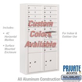 Surface Mounted 4C Horizontal Mailbox Unit (Includes 3716D-15CFP Mailbox, 3816D-CST Enclosure and Master Commercial Locks) - Maximum Height Unit (57 3/4 Inches) - Double Column - 15 MB1 Doors / 2 PL4.5's and 1 PL5 - Custom Color - Front Loading - Private