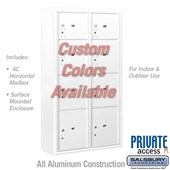 Surface Mounted 4C Horizontal (With 3716D-8PCFP Parcel Locker, 3816D-C Enclosure & Master Commercial Locks) - Max Height Unit (57 3/4") - Double Column - Stand-Alone Parcel Locker - 2 PL3's, 4 PL4's and 2 PL4.5's - Custom - Front Loading - Private Access 