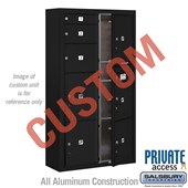 Surface Mounted 4C Horizontal Mailbox Unit (Includes 3716D-CBFP Mailbox, 3816D-BLK Enclosure and Master Commercial Locks) - Maximum Height Unit (57 3/4 Inches) - Double Column - Custom Unit - Black - Front Loading - Private Access