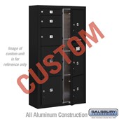 Surface Mounted 4C Horizontal Mailbox Unit (Includes 3716D-CBFU Mailbox and 3816D-BLK Enclosure) - Maximum Height Unit (57 3/4 Inches) - Double Column - Custom Unit - Black - Front Loading - USPS Access