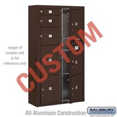 Surface Mounted 4C Horizontal Mailbox Unit (Includes 3716D-CZFU Mailbox and 3816D-BRZ Enclosure) - Maximum Height Unit (57 3/4 Inches) - Double Column - Custom Unit - Bronze - Front Loading - USPS Access