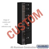 Surface Mounted 4C Horizontal Mailbox Unit (Includes 3716S-CBFU Mailbox and 3816S-BLK Enclosure) - Maximum Height Unit (57 3/4 Inches) - Single Column - Custom Unit - Black - Front Loading - USPS Access