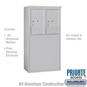 Free-Standing 4C Horizontal Mailbox Unit (Includes 3706D-2P Parcel Locker and 3906D Enclosure) - 6 Door High Unit (52 7/8 Inches) - Double Column - Stand-Alone Parcel Locker - 2 PL6's - Private Access