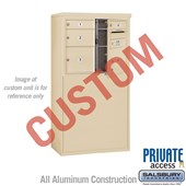 Free-Standing 4C Horizontal Mailbox Unit (Includes 3706D-CSFP Mailbox, 3906D-SAN Enclosure and Master Commercial Locks) - 6 Door High Unit (52 7/8 Inches) - Double Column - Custom Unit - Sandstone - Front Loading - Private Access