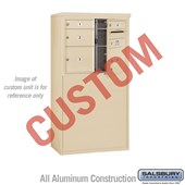 Free-Standing 4C Horizontal Mailbox Unit (Includes 3706D-CSFU Mailbox and 3906D-SAN Enclosure) - 6 Door High Unit (52 7/8 Inches) - Double Column - Custom Unit - Sandstone - Front Loading - USPS Access