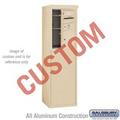 Free-Standing 4C Horizontal Mailbox Unit (Includes 3706S-CSFU Mailbox and 3906S-SAN Enclosure) - 6 Door High Unit (52 7/8 Inches) - Single Column - Custom Unit - Sandstone - Front Loading - USPS Access