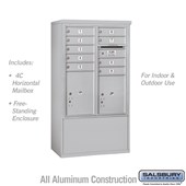 Free-Standing 4C Horizontal Mailbox Unit (Includes 3710D-09 Mailbox and 3910D Enclosure) - 10 Door High Unit (52 7/8 Inches) - Double Column - 9 MB1 Doors / 1 PL4.5 and 1 PL5 - Front Loading - USPS Access
