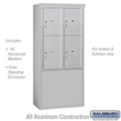 Free-Standing 4C Horizontal Mailbox Unit (Includes 3711D-4P Mailbox and 3911D Enclosure) - 11 Door High Unit (Includes (69 3/8 Inches) - Double Column - Stand-Alone Parcel Locker - 2 PL5's and 2 PL6's - Front Loading - USPS Access