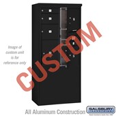 Free-Standing 4C Horizontal Mailbox Unit (Includes 3711D-CBFU Mailbox and 3911D-BLK Enclosure) - 11 Door High Unit (69 3/8 Inches) - Double Column - Custom Unit - Black - Front Loading - USPS Access