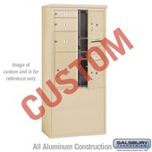Free-Standing 4C Horizontal Mailbox Unit (Includes 3711D-CSFU Mailbox and 3911D-SAN Enclosure) - 11 Door High Unit (69 3/8 Inches) - Double Column - Custom Unit - Sandstone - Front Loading - USPS Access