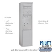Free-Standing 4C Horizontal Mailbox Unit (Includes 3711S-04 Mailbox and 3911S Enclosure) - 11 Door High Unit (69 3/8 Inches) - Single Column - 4 MB 1 Doors / 1 PL5 - Private Access