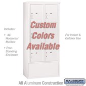 Free-Standing 4C Horizontal Mailbox Unit (Includes 3716D-6PCFU Parcel Locker and 3916D-CST Enclosure) - Maximum Height Unit (72 1/8 Inches) - Double Column - Stand-Alone Parcel Locker - 2 PL4.5's, 2 PL5's and 2 PL6's - Custom Color - Front Loading