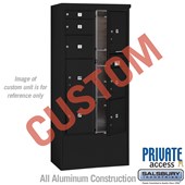 Free-Standing 4C Horizontal Mailbox Unit (Includes 3716D-CBFP Mailbox, 3916D-BLK Enclosure and Master Commercial Locks) - Maximum Height Unit (72 1/8 Inches) - Double Column - Custom Unit - Black - Front Loading - Private Access