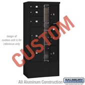 Free-Standing 4C Horizontal Mailbox Unit (Includes 3716D-CBFU Mailbox and 3916D-BLK Enclosure) - Maximum Height Unit (72 1/8 Inches) - Double Column - Custom Unit - Black - Front Loading - USPS Access