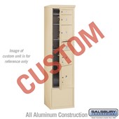 Free-Standing 4C Horizontal Mailbox Unit (Includes 3716S-CSFU Mailbox and 3916S-SAN Enclosure) - Maximum Height Unit (72 1/8 Inches) - Single Column - Custom Unit - Sandstone - Front Loading - USPS Access