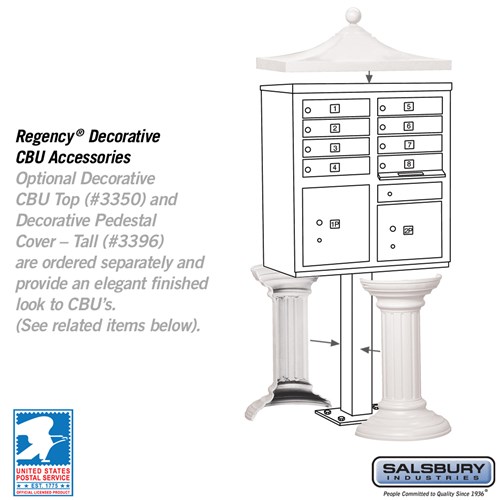 Salsbury Industries 3395WHT Replacement Pedestal for CBU Number 3308 and CBU Number 3312 White 