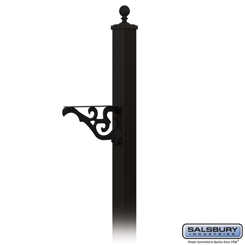 Victorian In-Ground Mounted Decorative Mailbox Post in Black