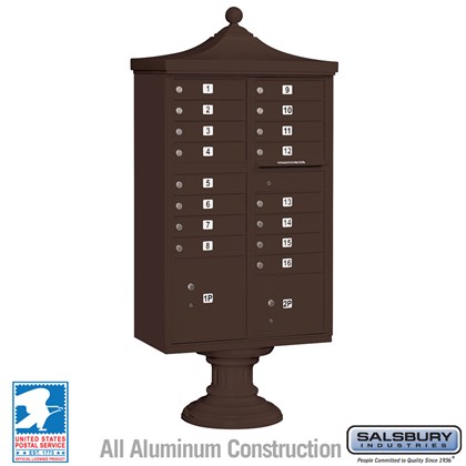  Regency Decorative CBU (Includes CBU, Pedestal, CBU Top and Pedestal Cover - Short) - 16 A Size Doors - Type III - USPS Access Model # 3316R
