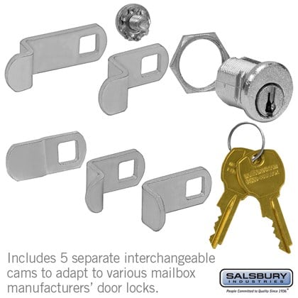 Universal Locks for 4B+ Horizontal and Vertical Style Mailbox Door with 2 Keys Per Lock - 5 Pack