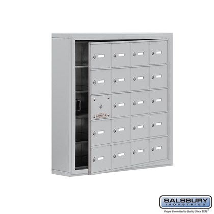  Custom Cell Phone Storage Locker - with Front Access Panel - 5 Door High Unit (5 Inch Deep Compartments) - 20 A Doors (19 usable) - Surface Mounted - Master Keyed Locks Model # 19155-20