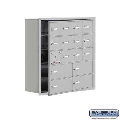 Cell Phone Storage Locker - with Front Access Panel - 5 Door High Unit (8 Inch Deep Compartments) - 12 A Doors (11 usable) and 4 B Doors - Recessed Mounted - Master Keyed Locks