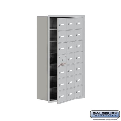 Cell Phone Storage Locker - with Front Access Panel - 7 Door High Unit (8 Inch Deep Compartments) - 21 A Doors (20 usable) - Recessed Mounted - Master Keyed Locks