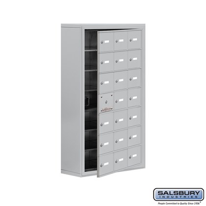 Cell Phone Storage Locker - with Front Access Panel - 7 Door High Unit (8 Inch Deep Compartments) - 21 A Doors (20 usable) - Surface Mounted - Master Keyed Locks