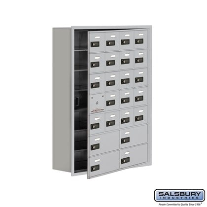 Cell Phone Storage Locker - with Front Access Panel - 7 Door High Unit (8 Inch Deep Compartments) - 20 A Doors (19 usable) and 4 B Doors - Recessed Mounted - Resettable Combination Locks