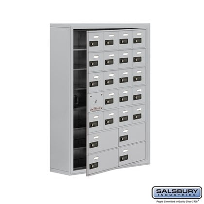 Cell Phone Storage Locker - with Front Access Panel - 7 Door High Unit (8 Inch Deep Compartments) - 20 A Doors (19 usable) and 4 B Doors - Surface Mounted - Resettable Combination Locks