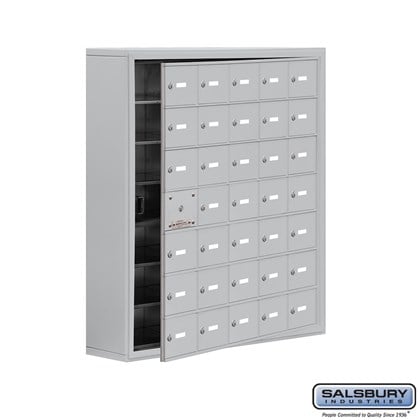 Cell Phone Storage Locker - with Front Access Panel - 7 Door High Unit (8 Inch Deep Compartments) - 35 A Doors (34 usable) - Surface Mounted - Master Keyed Locks
