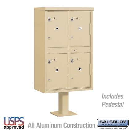 Outdoor Parcel Locker (Includes Pedestal) - 4 Compartments - USPS Access