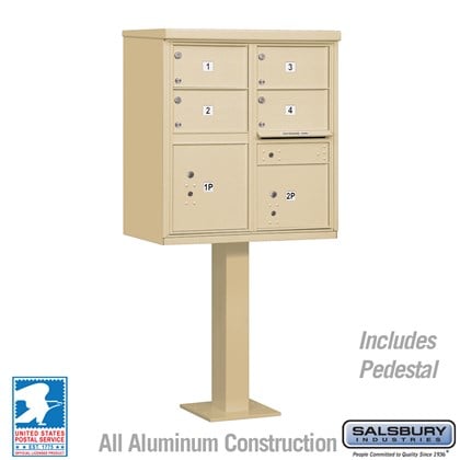 Cluster Box Unit (Includes Pedestal) - 4 C Size Doors - Type V - USPS Access