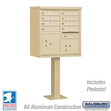 Cluster Box Unit (Includes Pedestal) - 8 A Size Doors - Type I - USPS Access