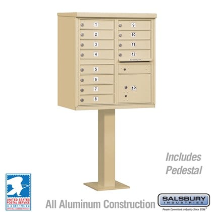 Cluster Box Unit (Includes Pedestal) - 12 A Size Doors - Type II - USPS Access