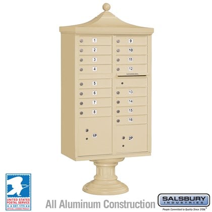 Regency Decorative CBU (Includes CBU, Pedestal, CBU Top and Pedestal Cover - Short) - 16 A Size Doors - Type III - USPS Access