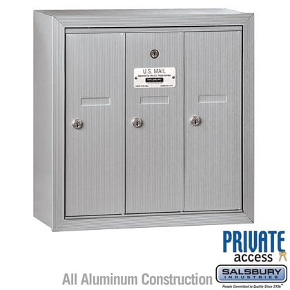 Vertical Mailbox (Includes Master Commercial Lock) - 3 Doors - Surface Mounted - Private Access